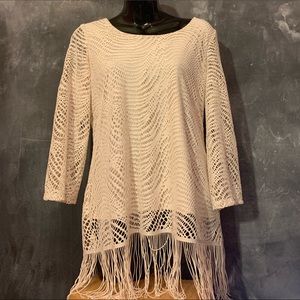 Melissa Paige Cream Laced Top with Fringes